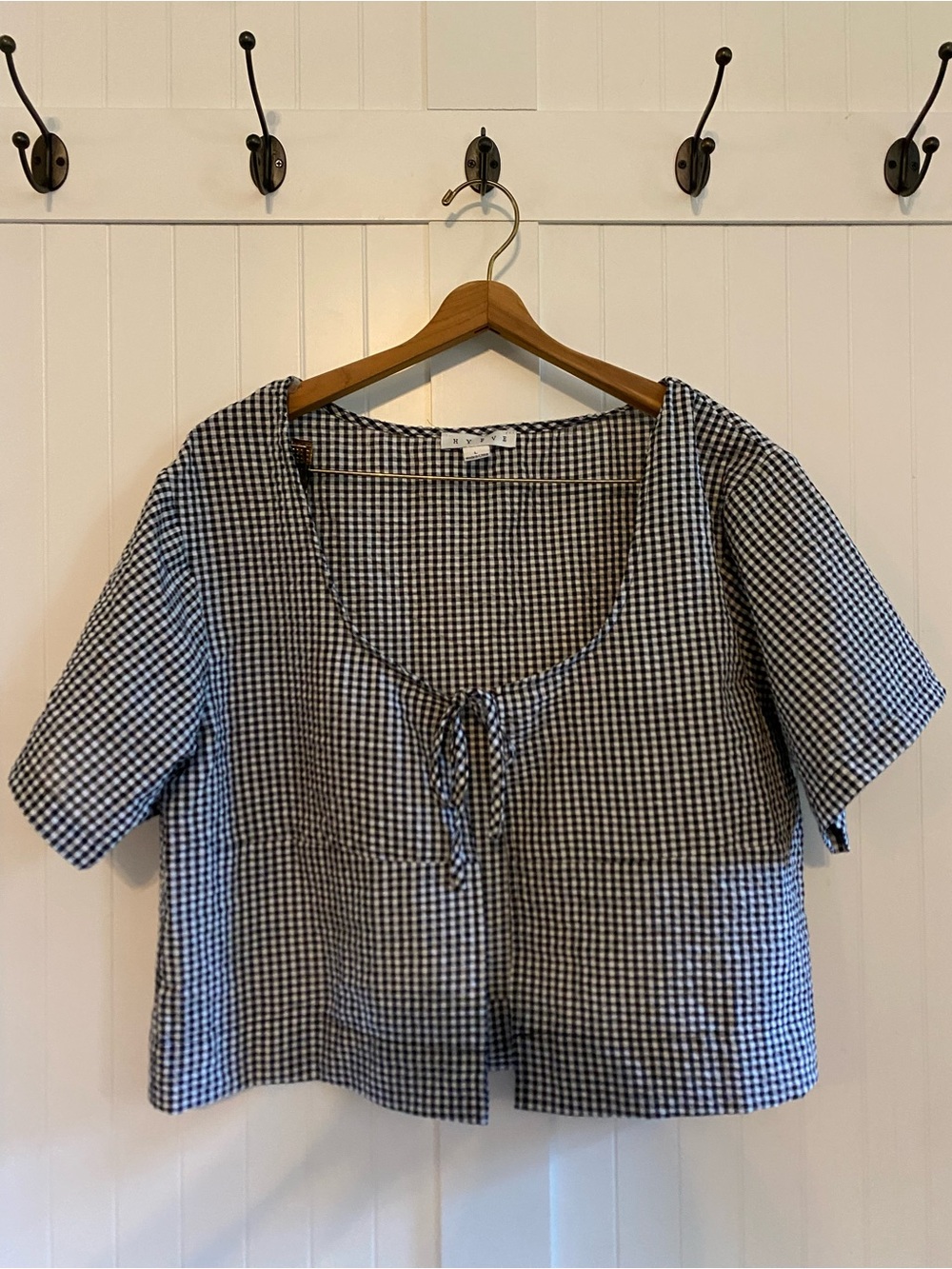 HYFVE Black & White Gingham Tie-Front Blouse